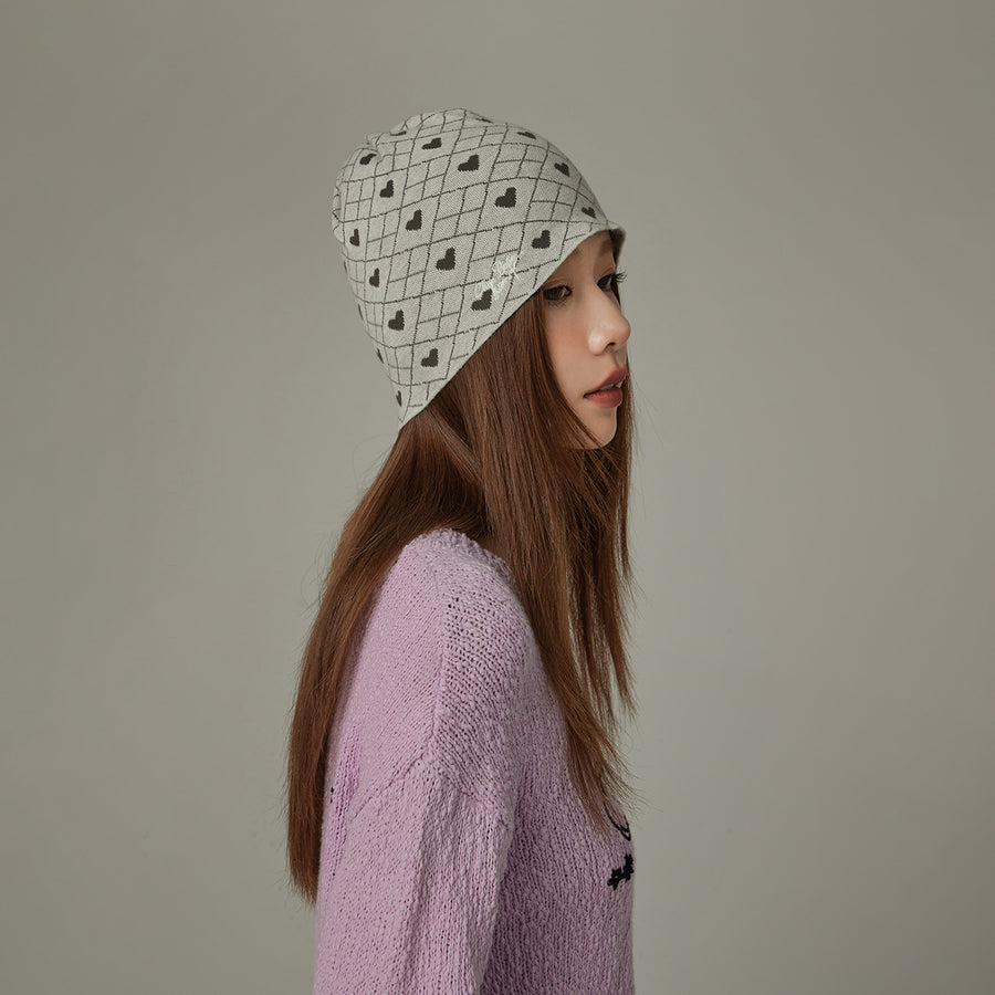 CHUU Argyle Heart Beanie