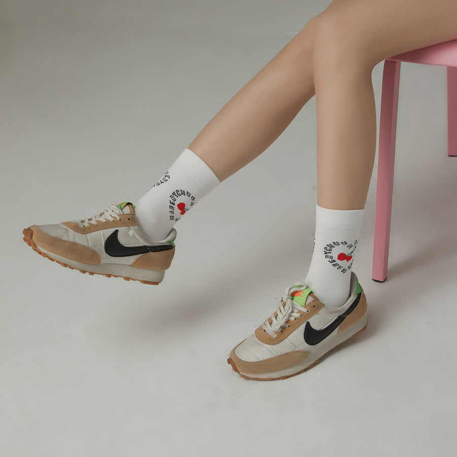 CHUU Center Of The Heart Cherry High Socks