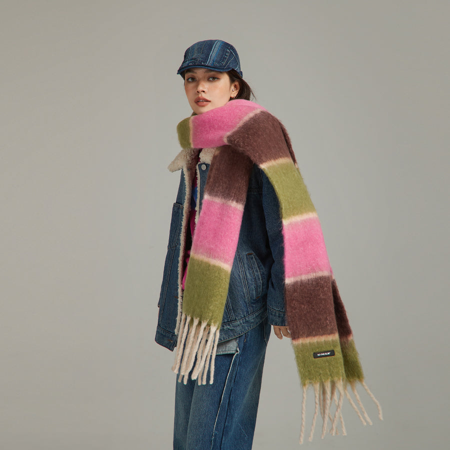 CHUU Fringe Stripe Muffler