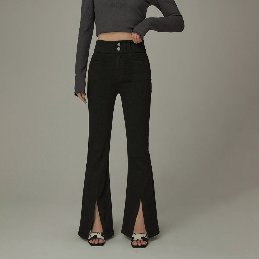 CHUU Front Ankle Slit Bootcut Pants