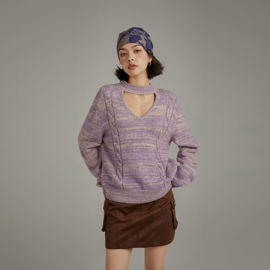 CHUU Front Cutout Loose Fit Knit Sweater