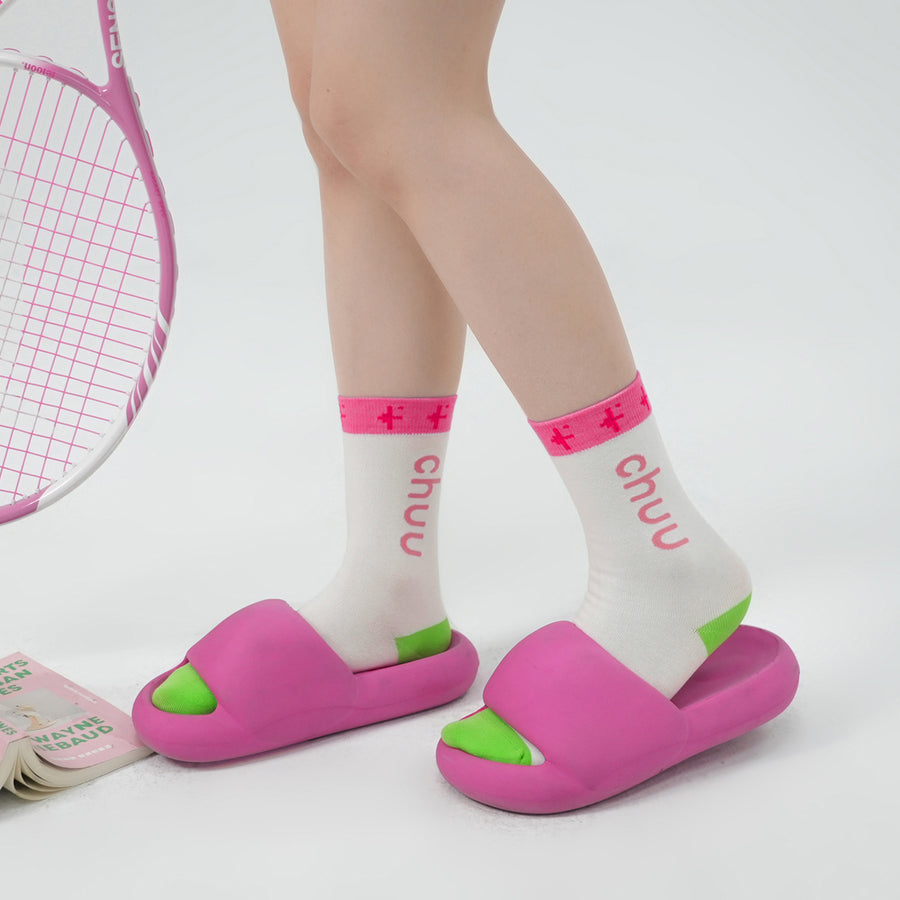 CHUU Chuu Lettering Line-Colored High Socks