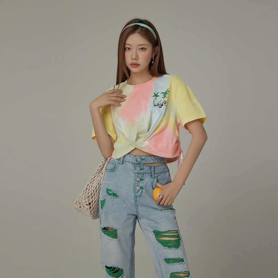 CHUU Tie-Dye Printed Short Sleeve Round Neck T-Shirt