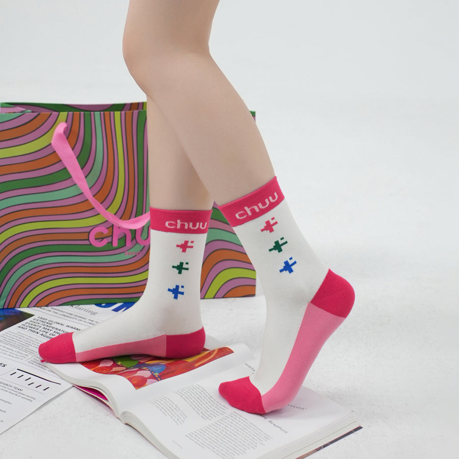 CHUU Colored Pixel High Socks