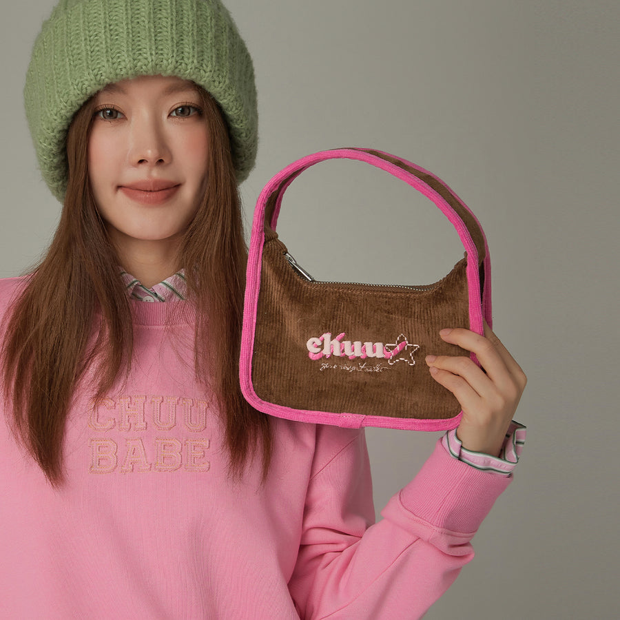 CHUU Logo Corduroy Color Combination Bag