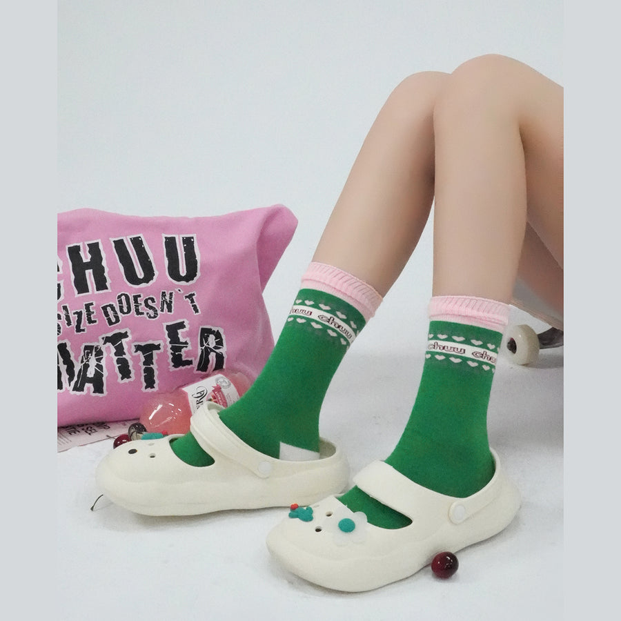 CHUU Cute Hearts Multi Color High Socks