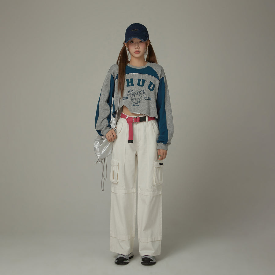 CHUU Cropped Logo Color Loosefit Sweatshirt