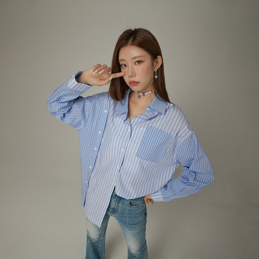 CHUU Striped Pocket Loosefit Shirt