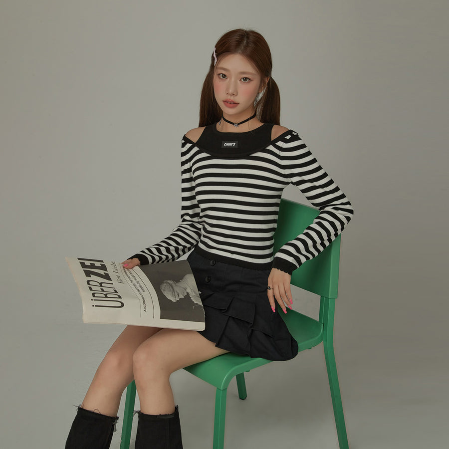 CHUU 2-Layer Stripe Long Sleeves Top