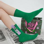 Colored Frog Sticker High Socks