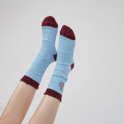 Distressed Embroidered Color High Socks