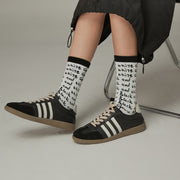 Color Lettering Jacquard High Socks