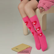 Heart Color Matching Knee Socks