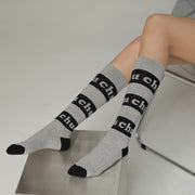 Color Combination Lettering High Socks