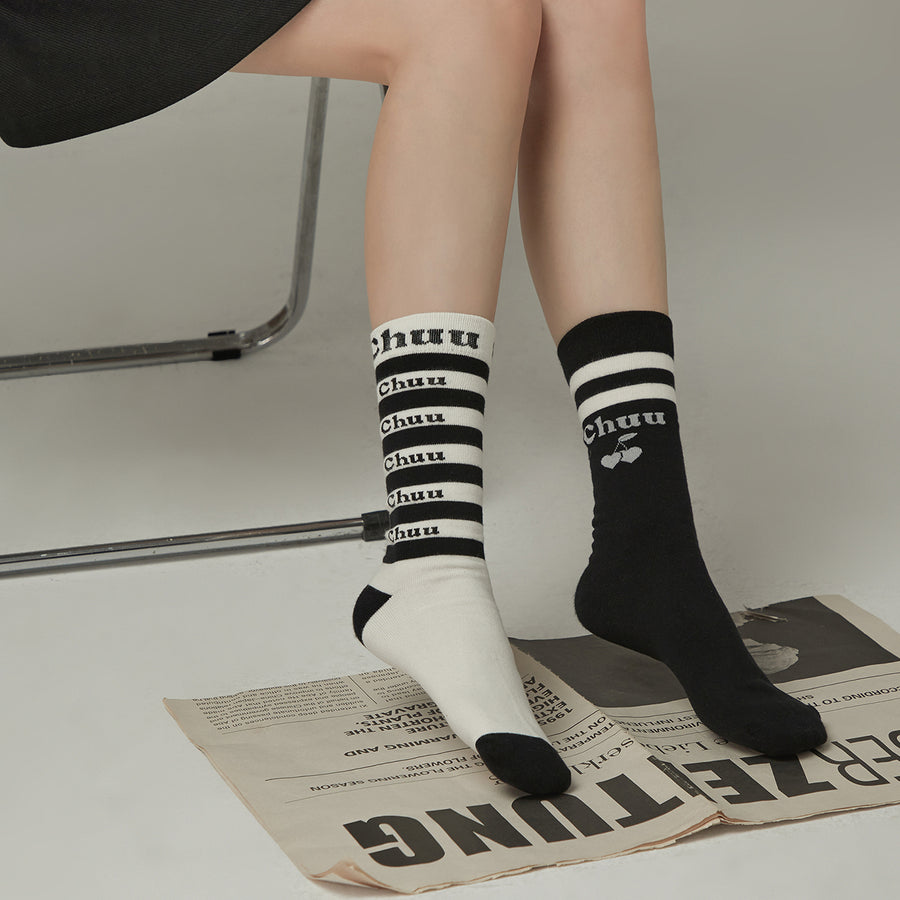 CHUU Striped Contrast Socks