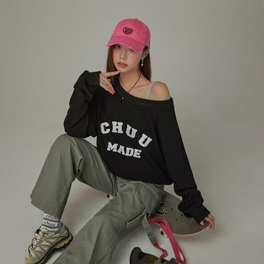 CHUU Chuu Made Off The Shoulders Loose Sweatshirt