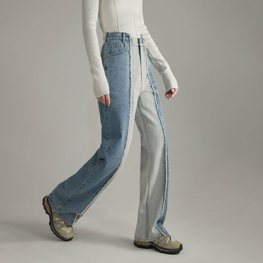 CHUU Frayed Lined Denim Jeans