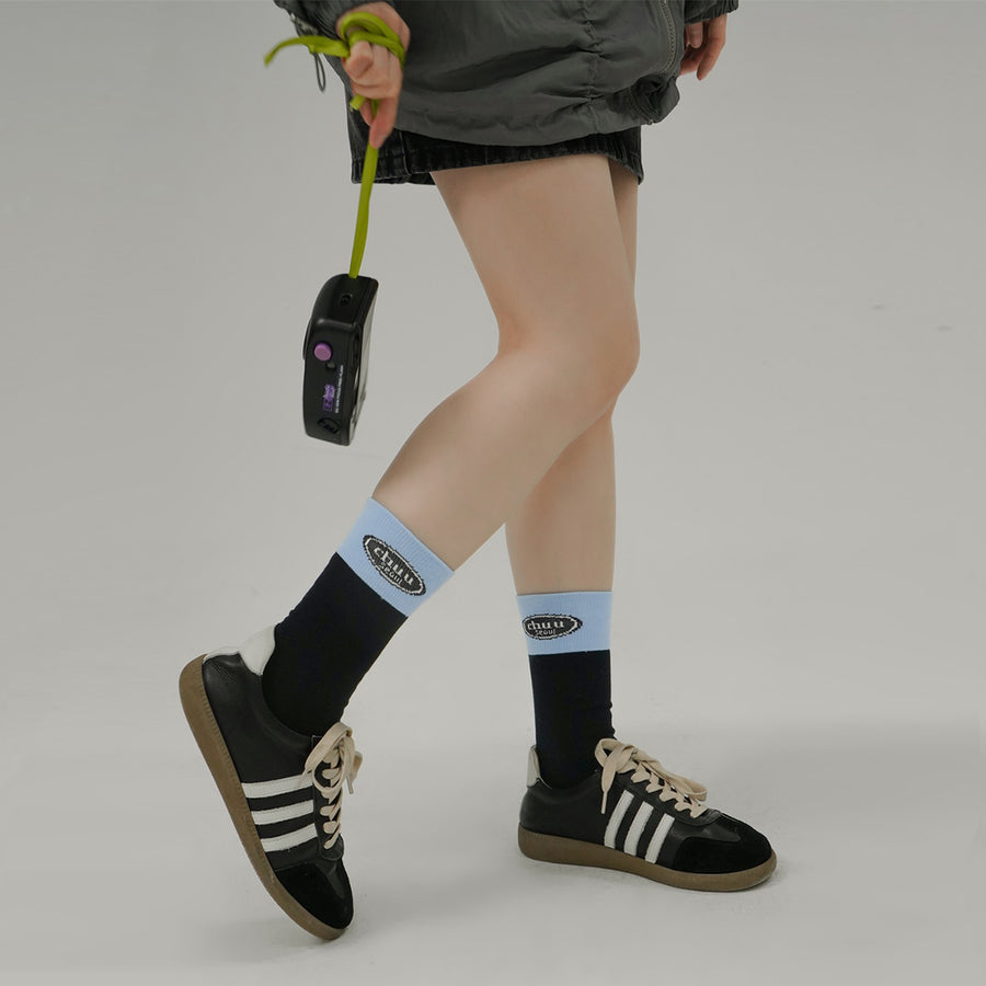 CHUU Chuu Lettering Color Band High Socks