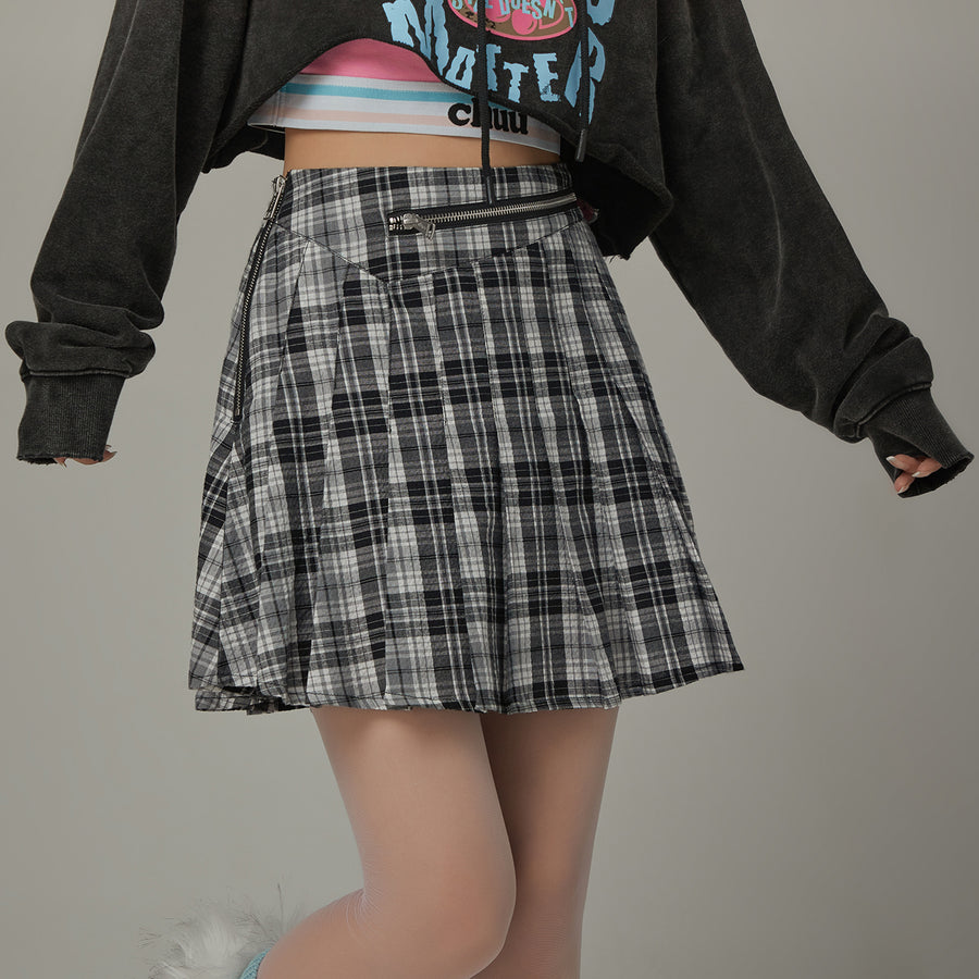 CHUU Check Pleated Skirt