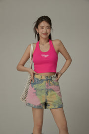 Halter Sleeveless Chuu Logo Crop Top