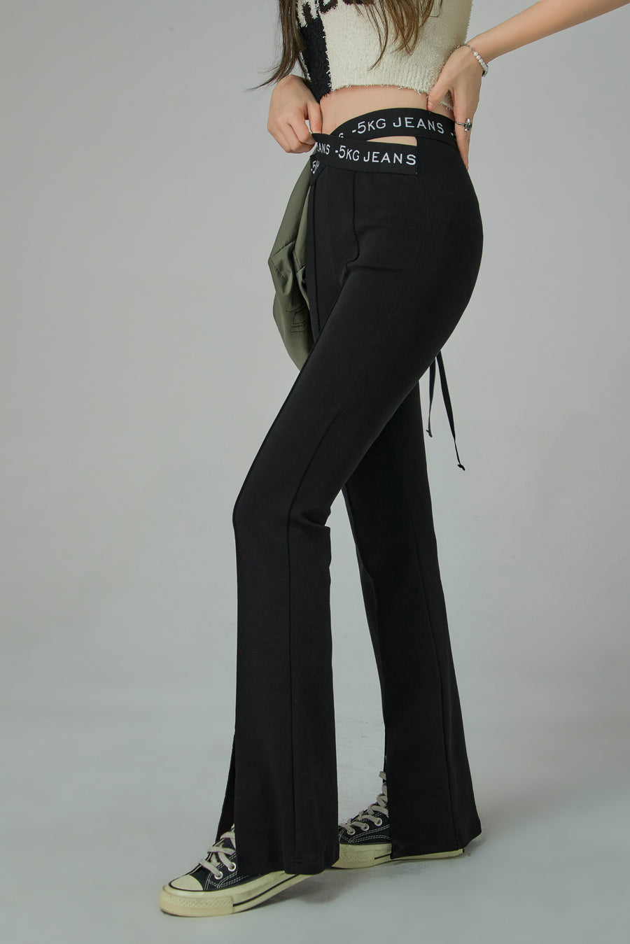 CHUU X-Cross Waist Banding Bootcut Pants