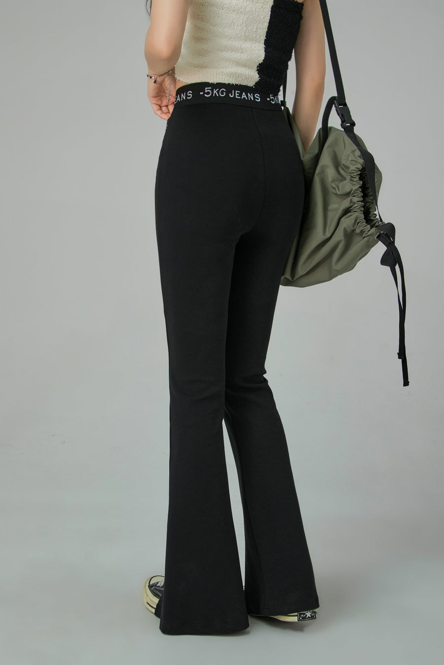 CHUU X-Cross Waist Banding Bootcut Pants