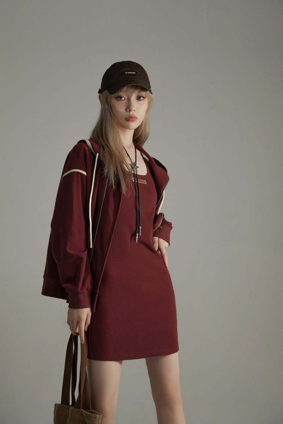 CHUU Casual Loose Fit Zip-Up Hoodie