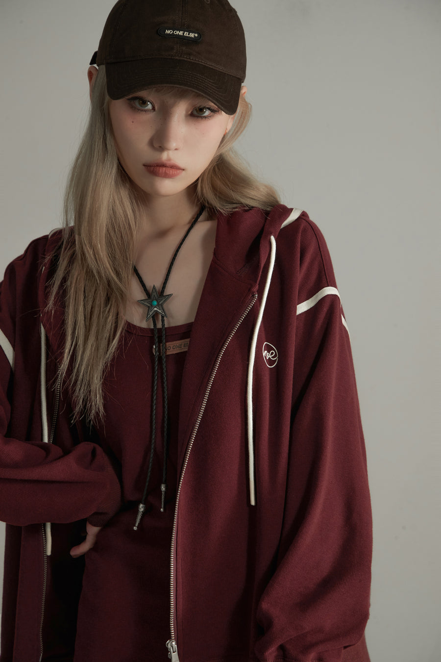 CHUU Casual Loose Fit Zip-Up Hoodie