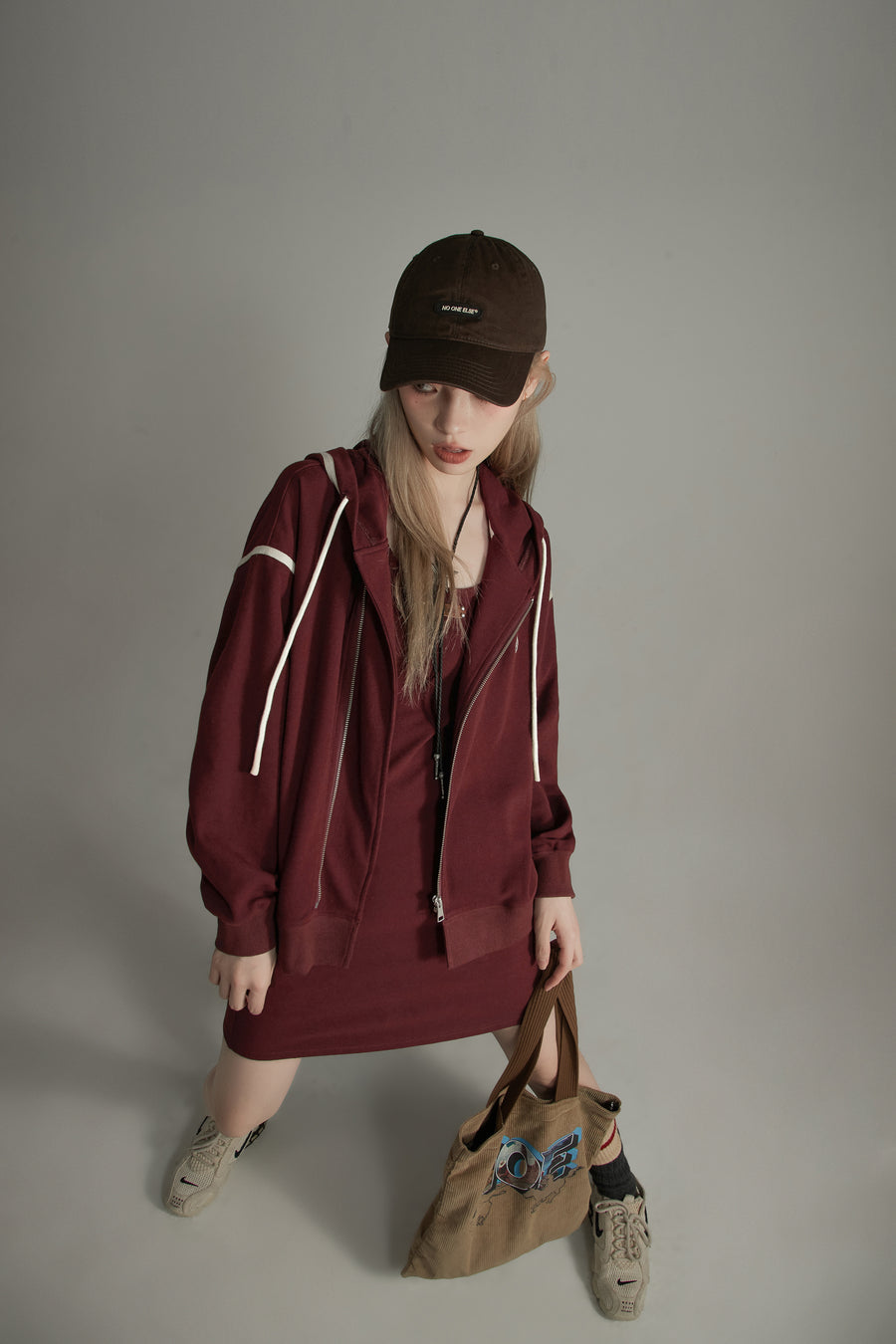 CHUU Casual Loose Fit Zip-Up Hoodie