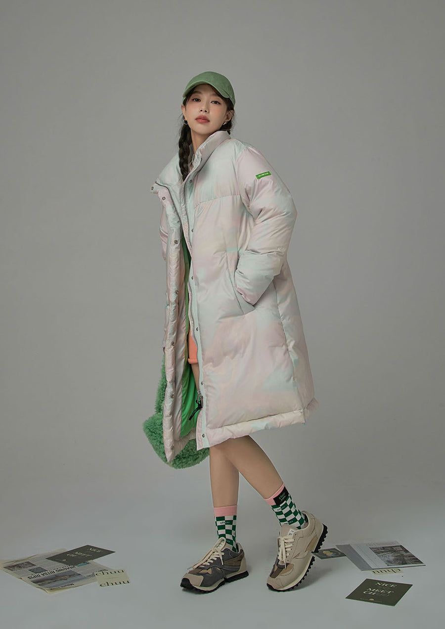 CHUU Pastel Clouds Long Padded Coat