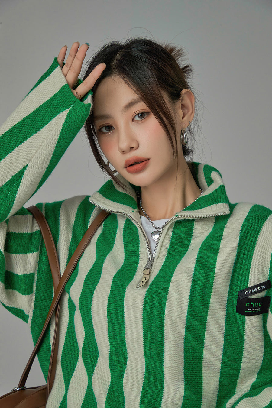 CHUU As You Know Half Zip-Up Knit Sweater