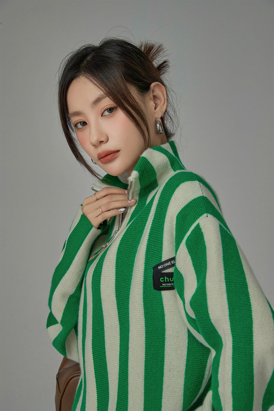 CHUU As You Know Half Zip-Up Knit Sweater