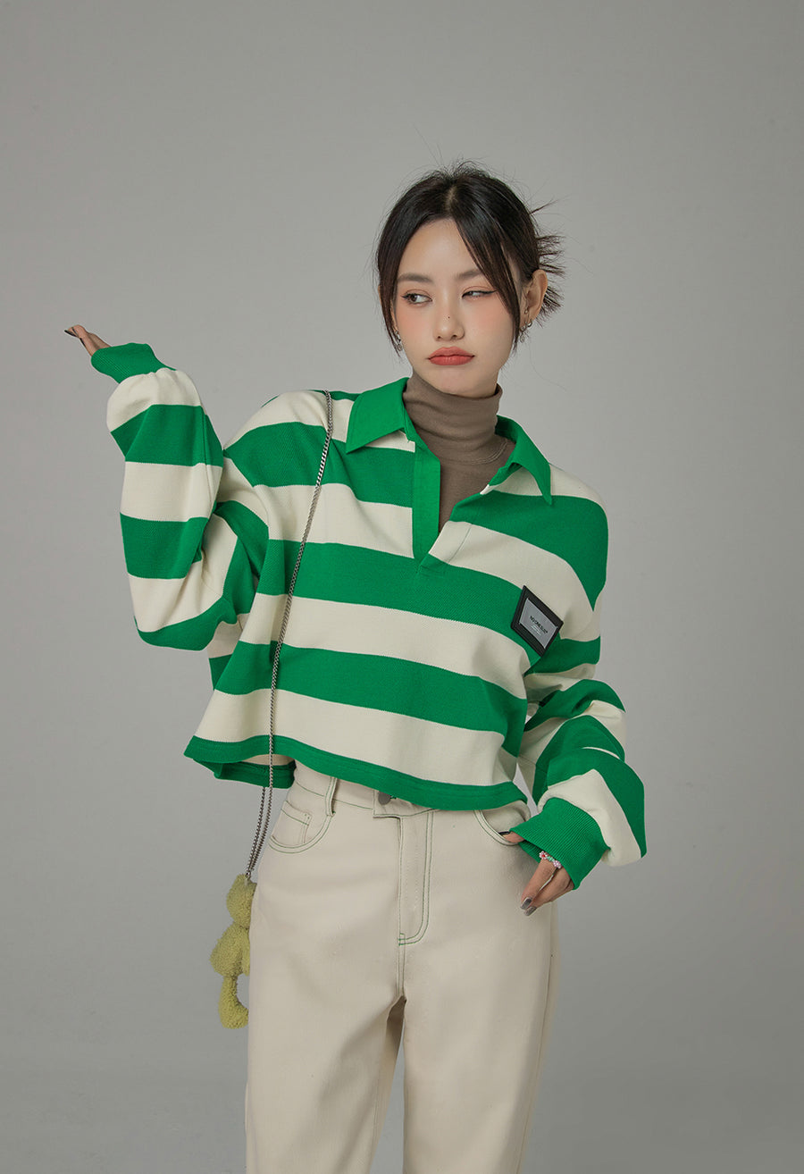 CHUU Here We Go Again Stripes Sweatshirt