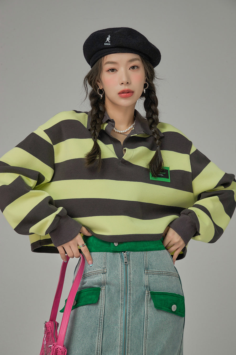 CHUU Here We Go Again Stripes Sweatshirt
