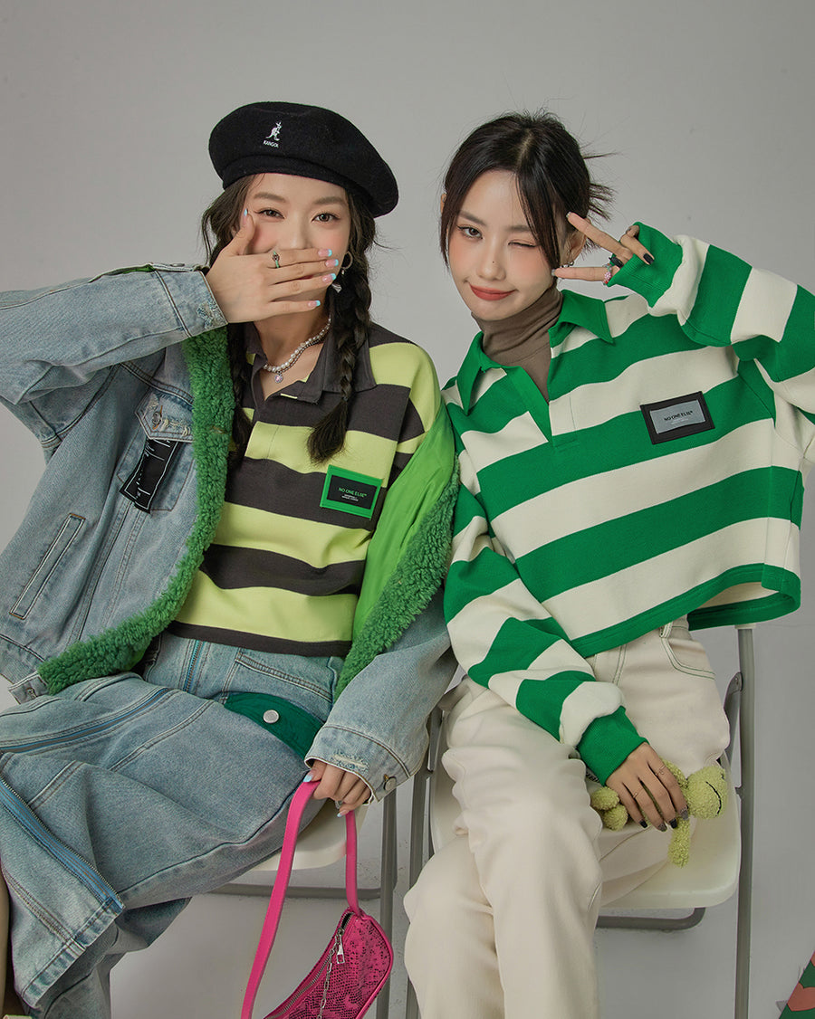 CHUU Here We Go Again Stripes Sweatshirt