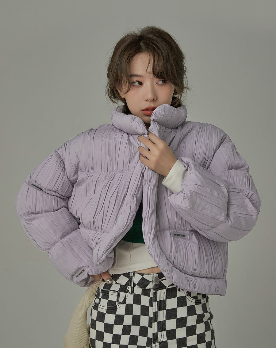 CHUU Pastel Digression Wrinkled Padded Jacket