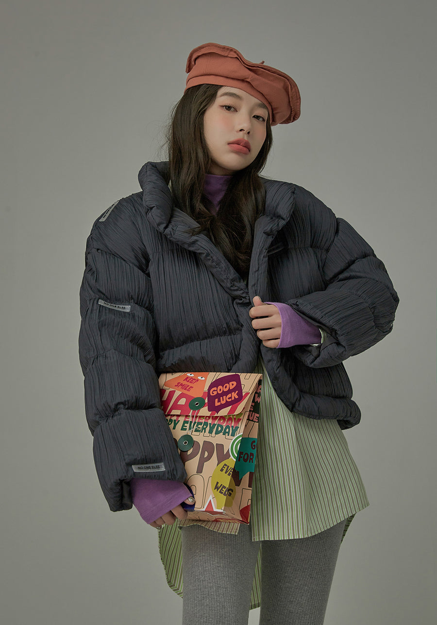 CHUU Pastel Digression Wrinkled Padded Jacket