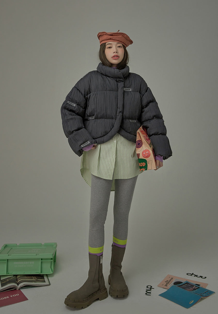 CHUU Pastel Digression Wrinkled Padded Jacket