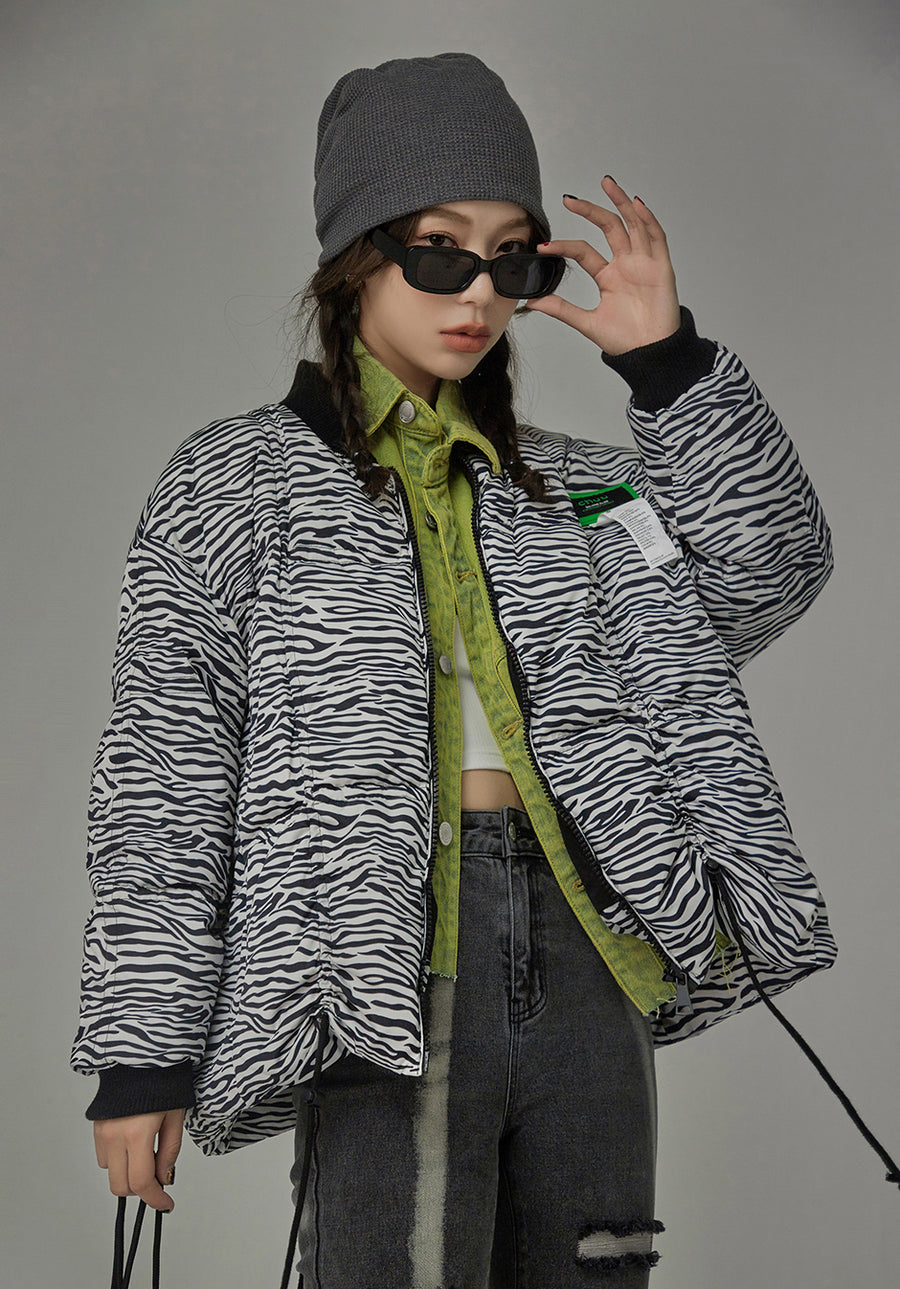 CHUU Just For The Look Zebra Patterned Padded Jacket