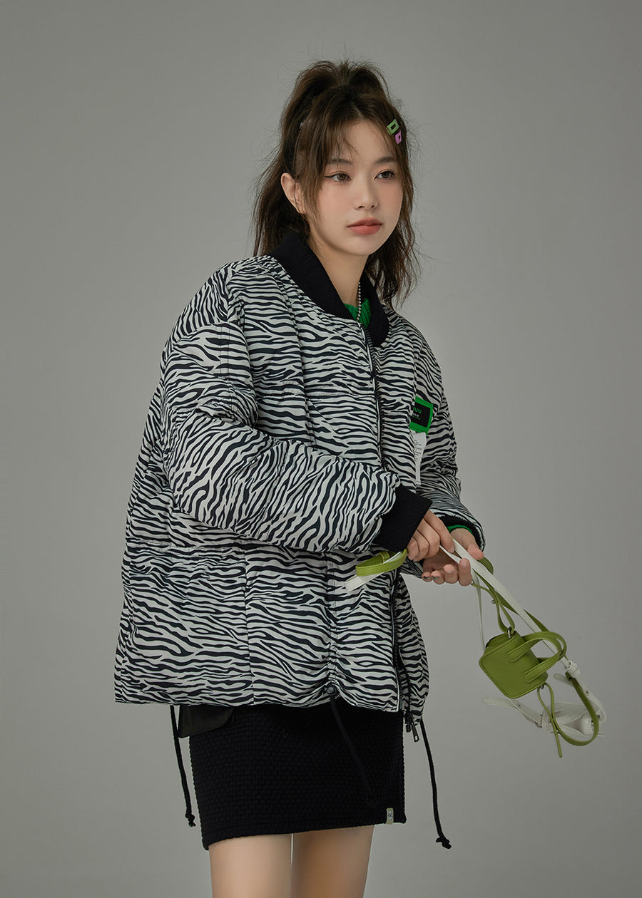 CHUU Just For The Look Zebra Patterned Padded Jacket