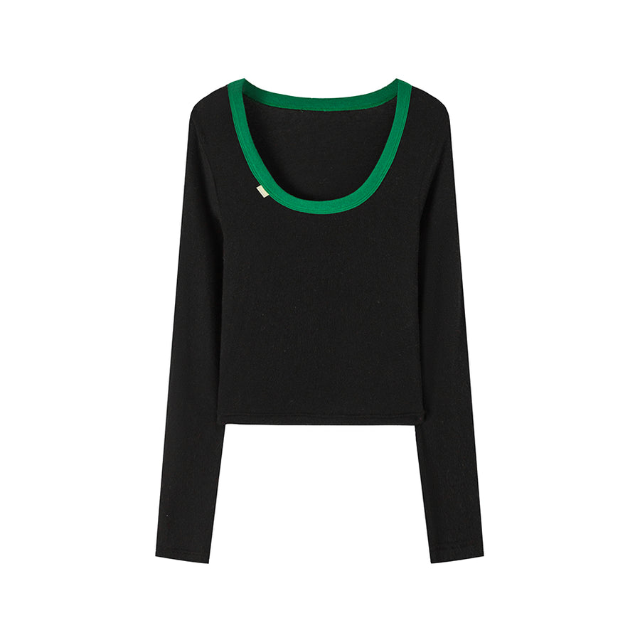 CHUU People Call Me Cute Trim Long Sleeves Top