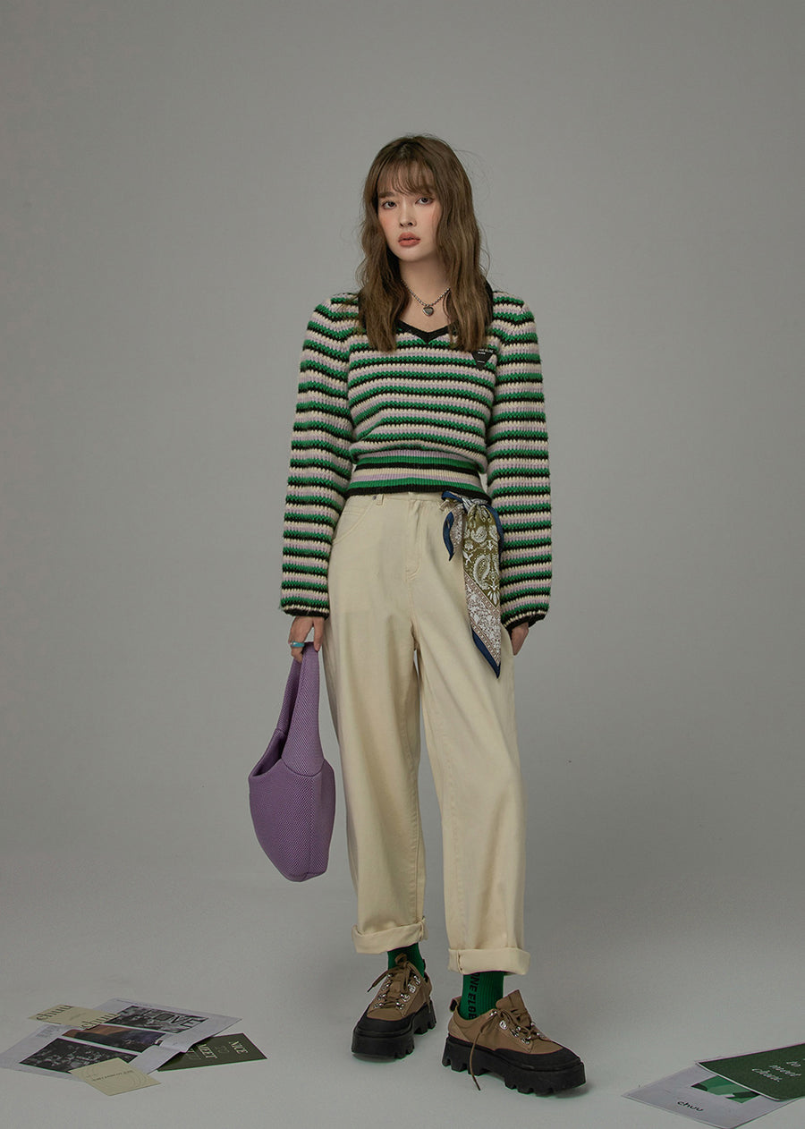 CHUU Perfect Recipe Stripes Knit Sweater