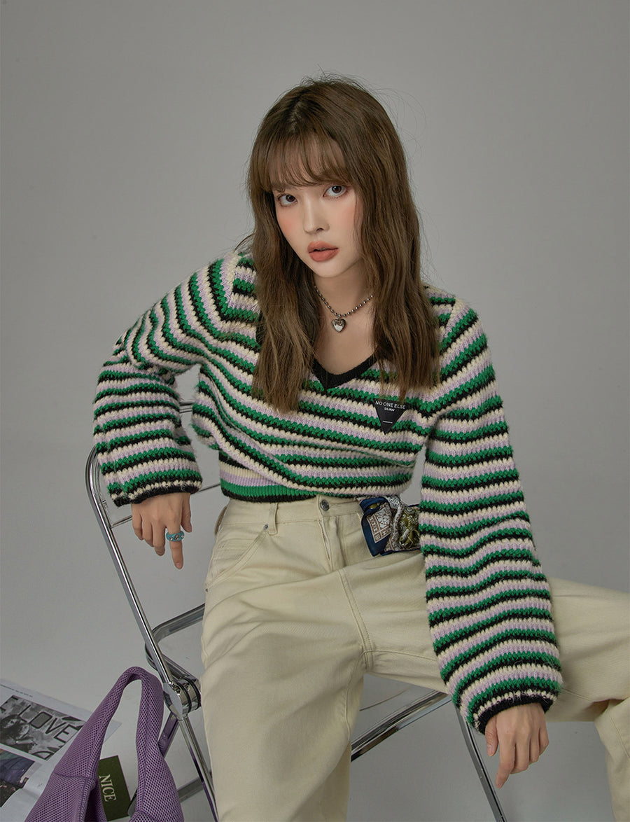 CHUU Perfect Recipe Stripes Knit Sweater