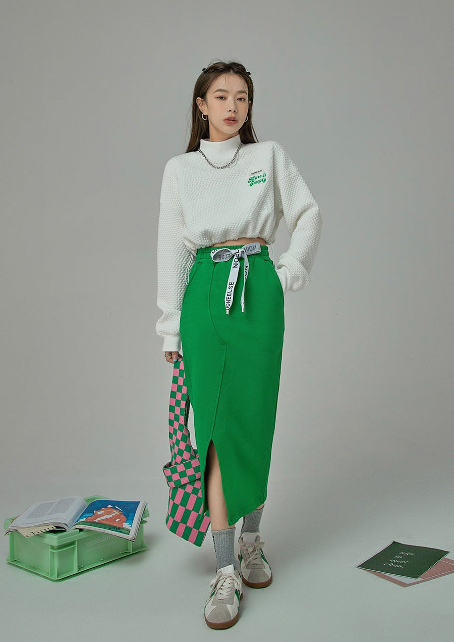 CHUU Stop The Rewind Slit Long Skirt