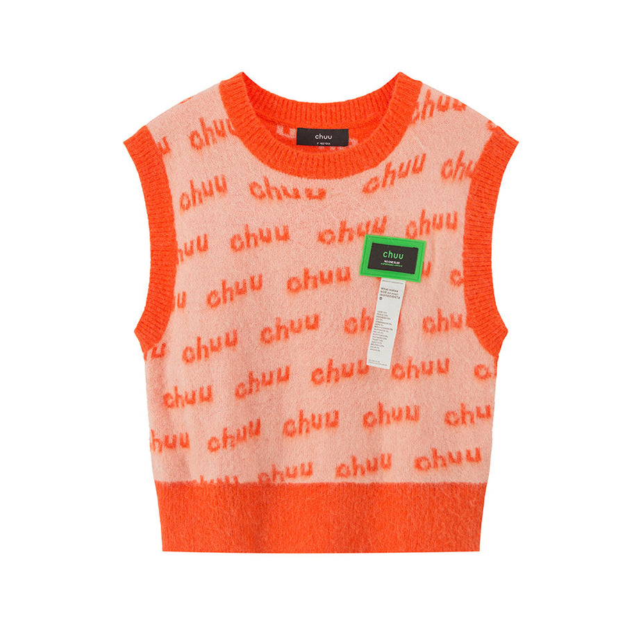 CHUU Embrace The Concept Lettering Knit Vest