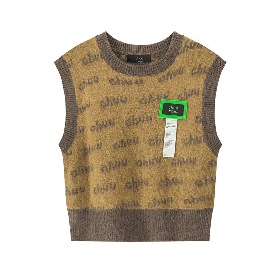 CHUU Embrace The Concept Lettering Knit Vest