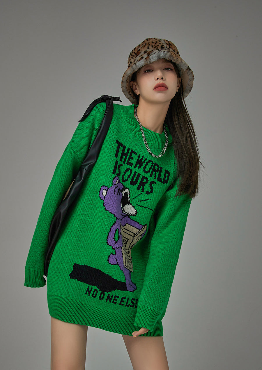 CHUU Scream The World Is Ours Knit Sweater