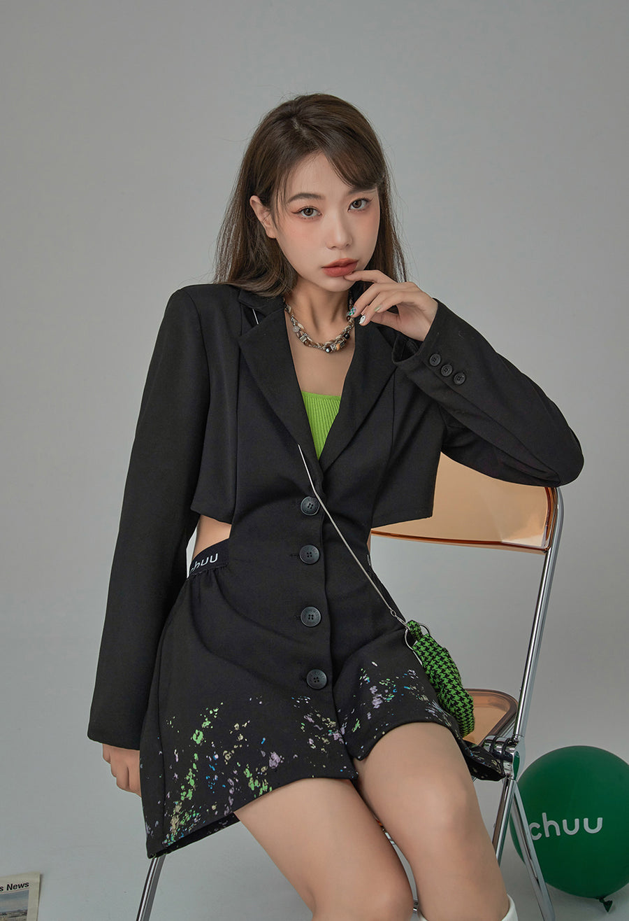 CHUU Fireflies Of Style Cutout Blazer Dress