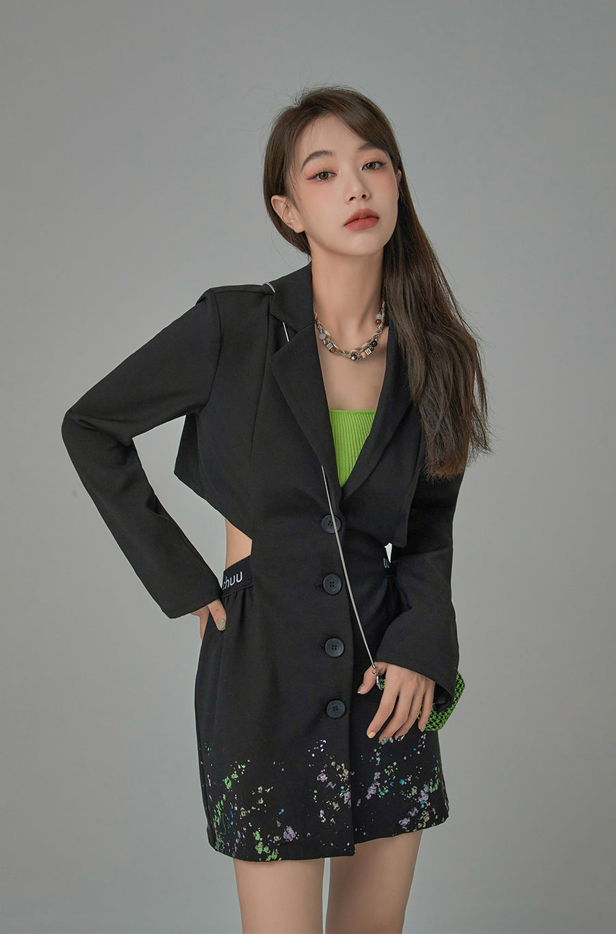 CHUU Fireflies Of Style Cutout Blazer Dress