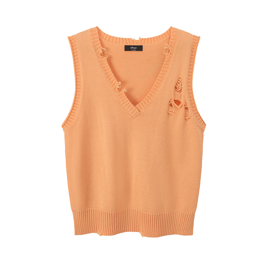 CHUU Not A Cliche Destroyed Knit Vest